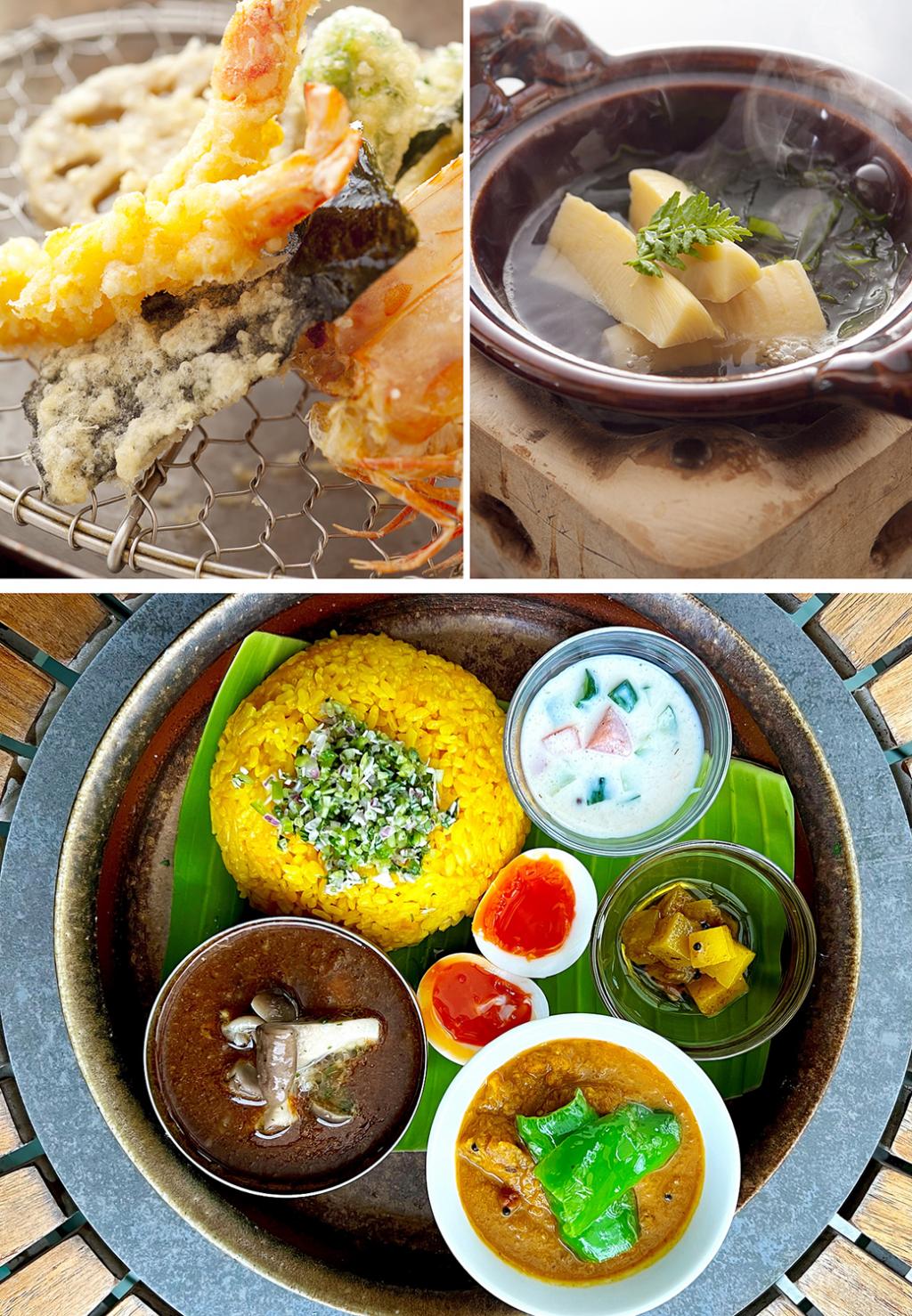 地元食材の京懐石を提供。月1回は「名前のないカレー屋」がオープン